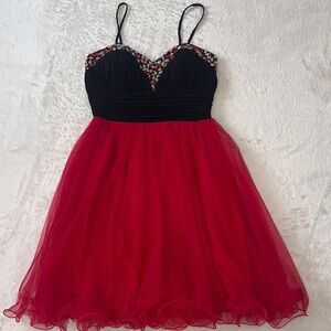 Elegant Red and Black Kids Dress